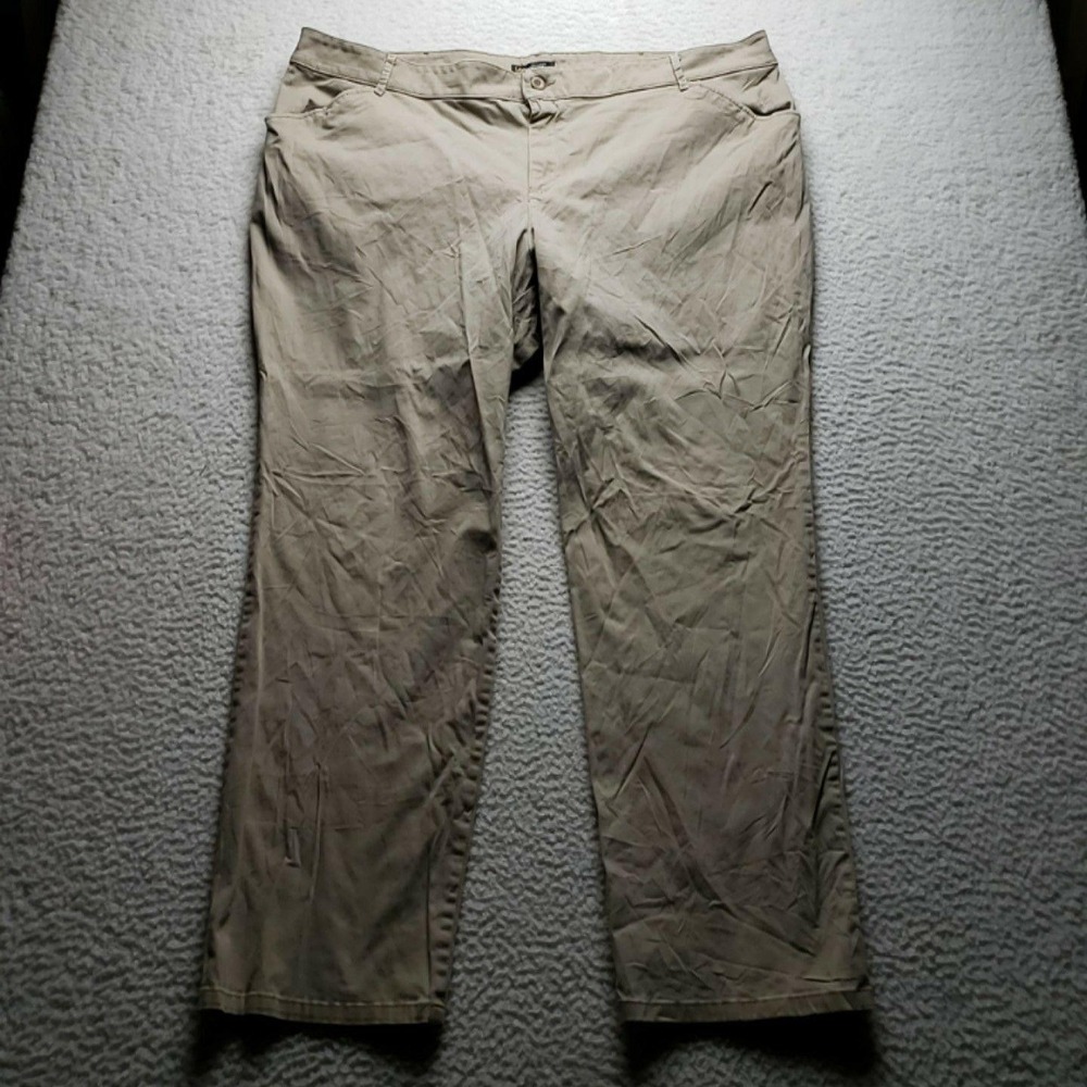 Lee Pants Womens 24W Beige Twill Relaxed Fit Straight Leg Mid Rise Khakis